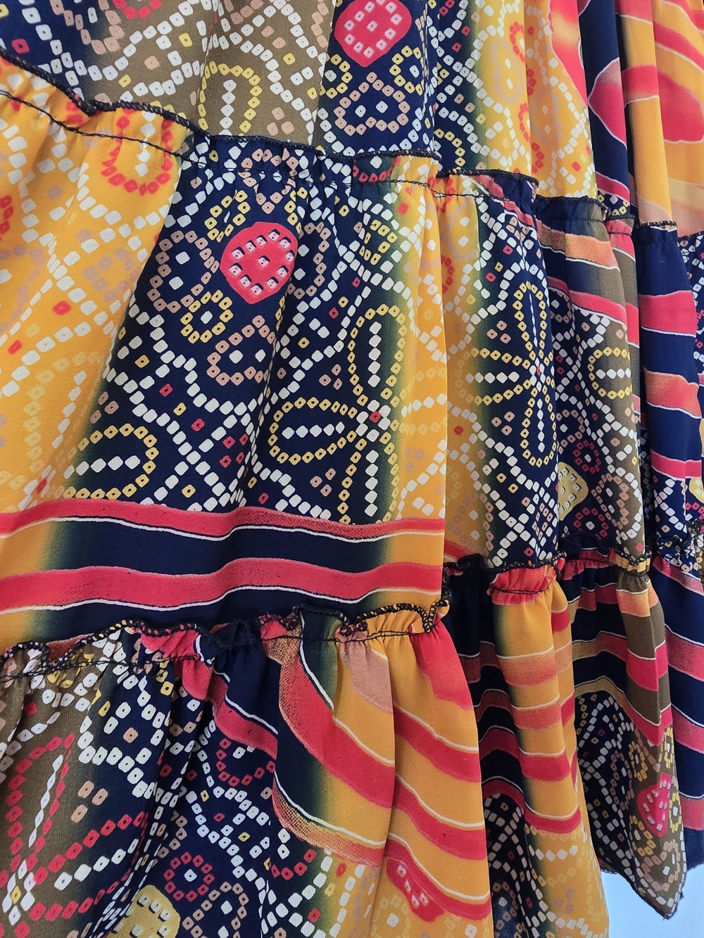 Zara Multicolor Tiered Long-Sleeve Dress Semi Sheer/lined. Boho. XXL - Picture 4 of 6